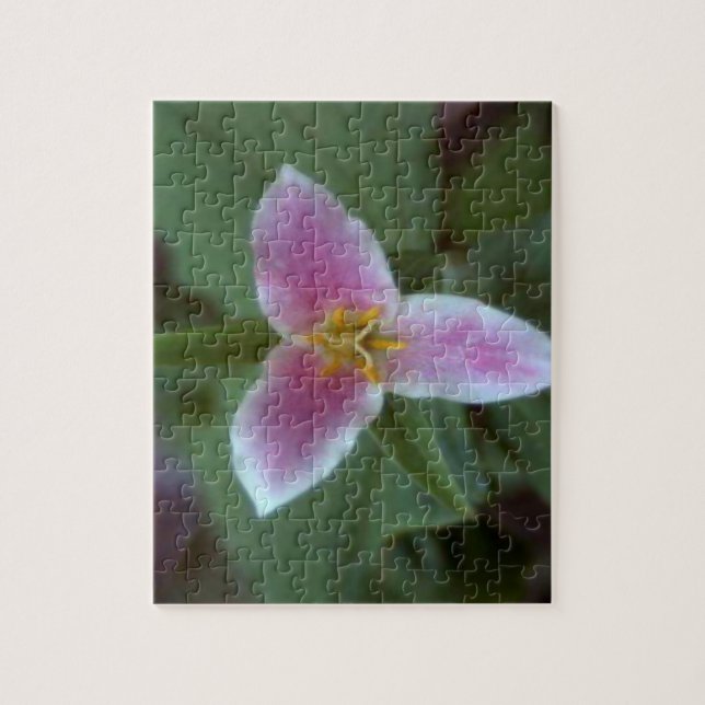 Söt Rosa Trillium Wildblomma Pussel (Vertikal)