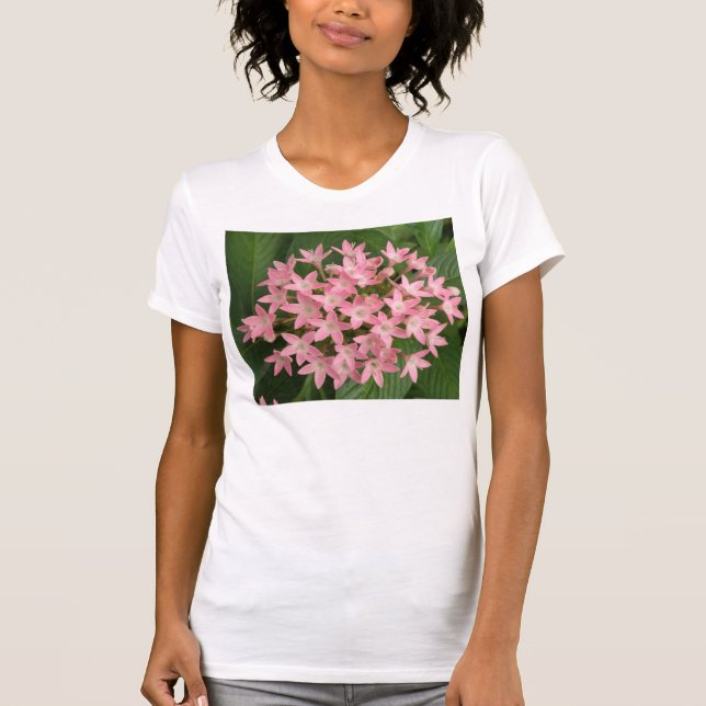 Söt Rosa Tropical Flowers Dam T Shirt (Framsida)