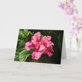 Söt Rosa Tropical Hibiscus Flower Art Note Card Kort