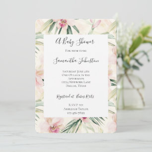 Söt Rosa Tropical Orchid Flowers Baby Shower Inbjudningar