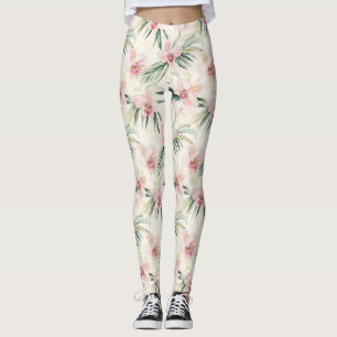 Söt Rosa Tropical Orchid Flowers Leggings