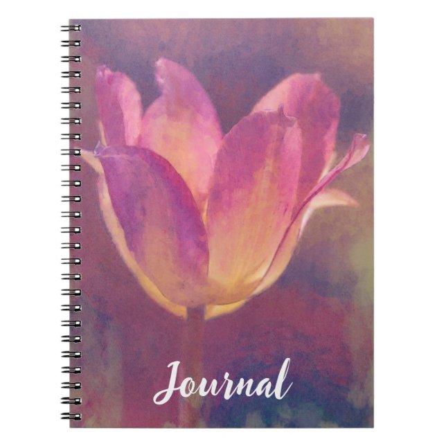 Söt Rosa Tulip Art Flower Journal Anteckningsbok (Framsidan)