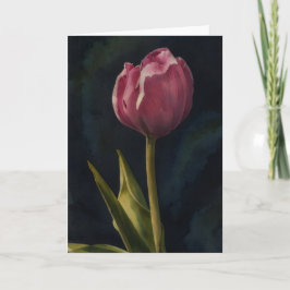 Söt Rosa Tulip Flower Dramatic Art Note Card Kort