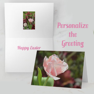 Söt Rosa Tulip Photographic Blommigt Påsk Kort
