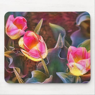 Söt Rosa Tulips Art Mouse Pad Musmatta