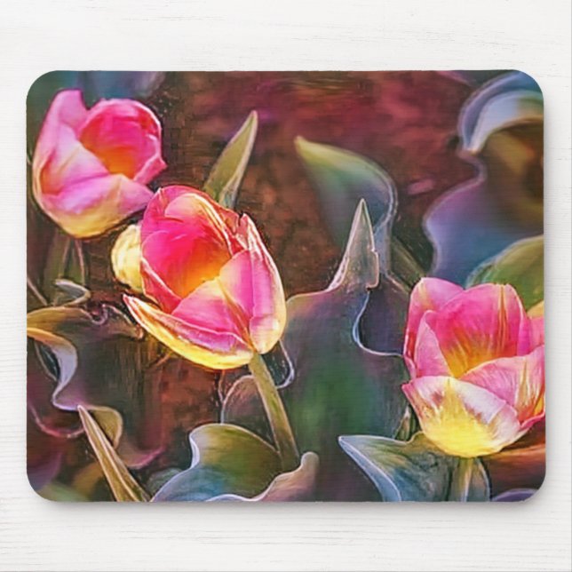Söt Rosa Tulips Art Mouse Pad Musmatta (Framsidan)