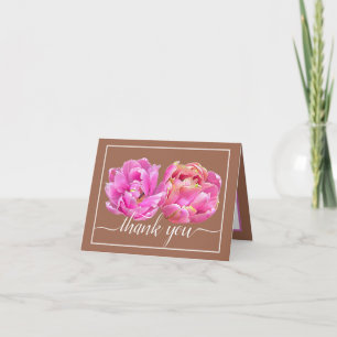 Söt Rosa Tulips Chic Blommigt Bouquet Tack Kort