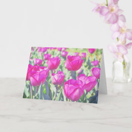 Söt Rosa Tulips Flower Art Note Card Kort