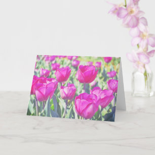 Söt Rosa Tulips Flower Art Note Card Kort