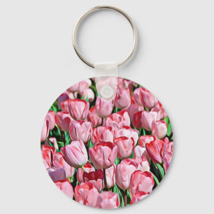 Söt Rosa Tulips Nyckelring