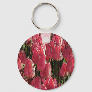 Söt Rosa Tulips Nyckelring