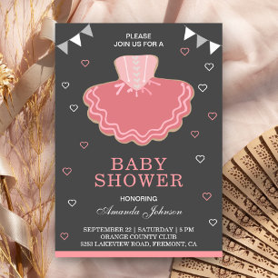 Söt rosa tutu ballerina baby shower inbjudan