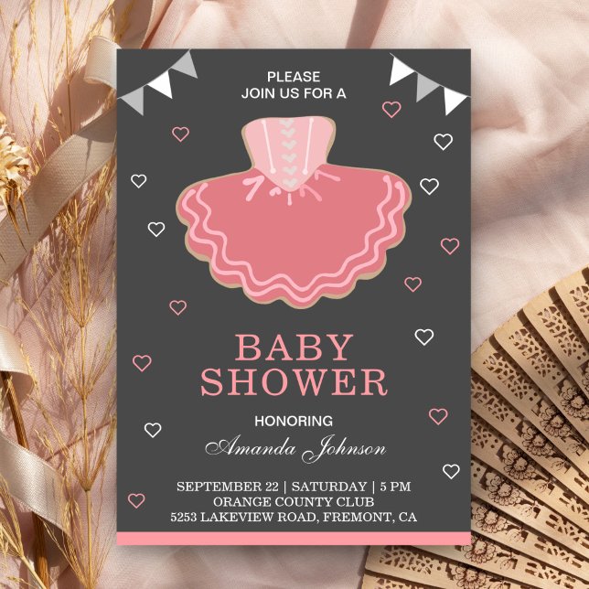 Söt rosa tutu ballerina baby shower inbjudan (Skapare uppladdad)