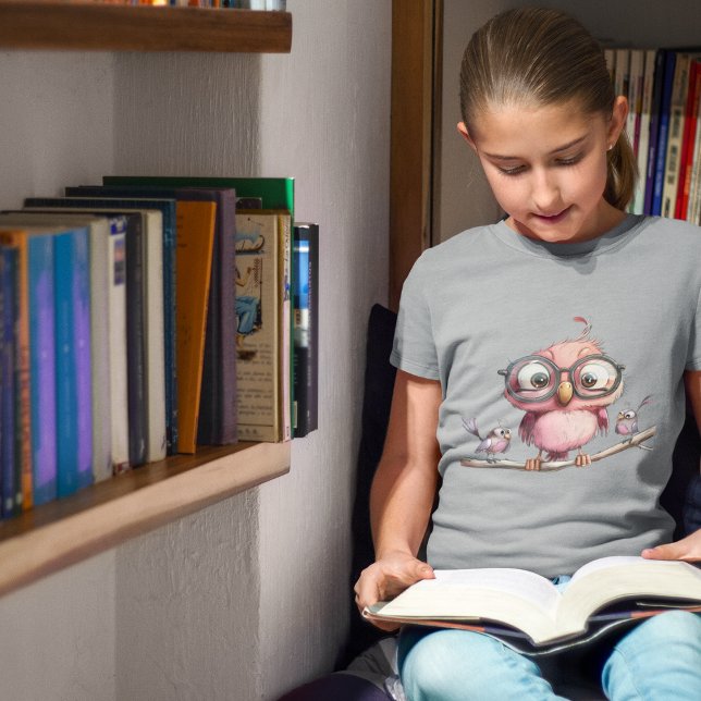 Söt Rosa Ugglas & Fåglars Vänner T Shirt (Cute Pink Owl & Birds Friends T-Shirt)