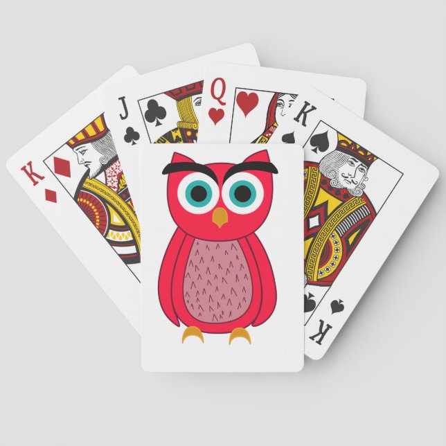 Söt rosa uggleillustration casinokort (Baksidan)