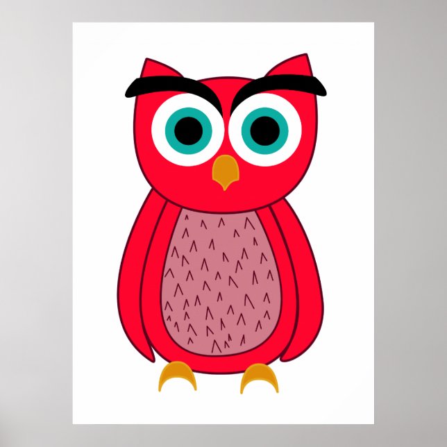 Söt rosa uggleillustration poster (Framsidan)