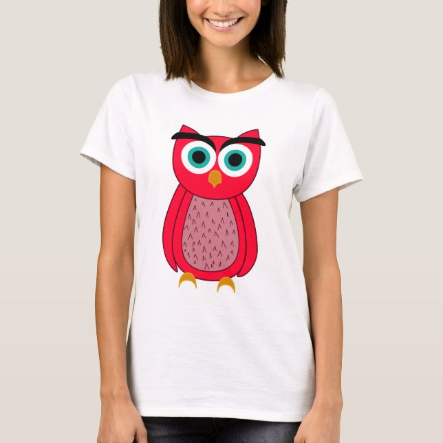 Söt rosa uggleillustration t-shirt (Framsida)