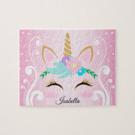 Söt Rosa Unicorn 🦄 Ansikte Pussel