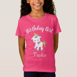 Söt Rosa Unicorn Birthday Girl T Shirt