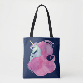 Söt Rosa Unicorn på Blue Tygkasse
