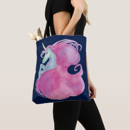 Söt Rosa Unicorn på Blue Tygkasse