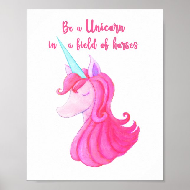 Söt rosa Unicorn poster (Framsidan)