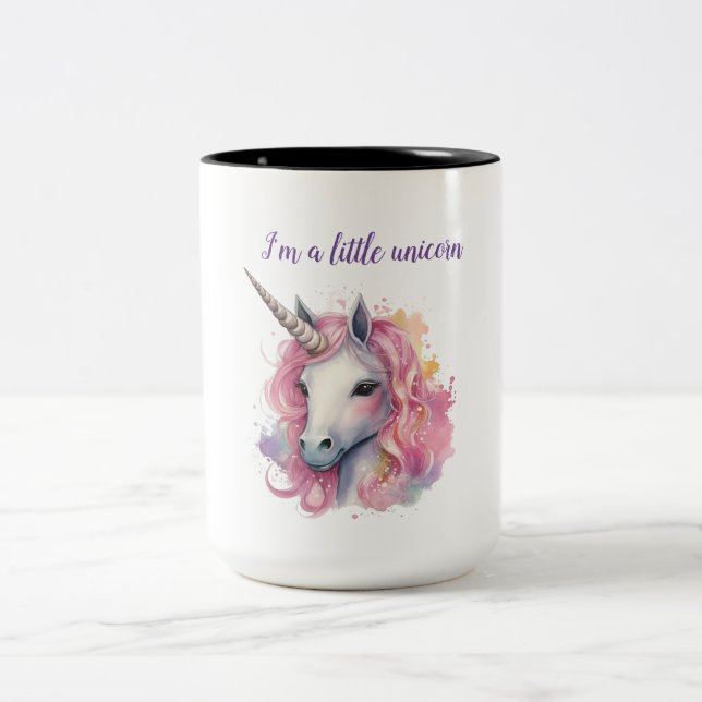 Söt rosa Unicorn Två-Tonad Mugg (Center)