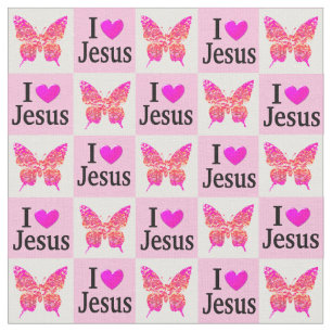 SÖT ROSA UTTRYCKLIGEN I KÄRLEK JESUS FABRIC TYG