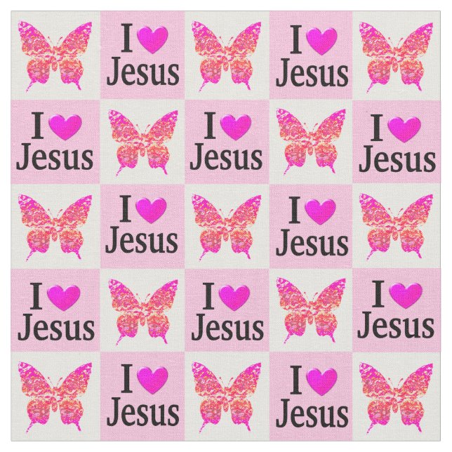 SÖT ROSA UTTRYCKLIGEN I KÄRLEK JESUS FABRIC TYG (Närbild)