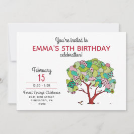 Söt Rosa Valentine Hearts Träd Girl Girl Birthday Inbjudningar