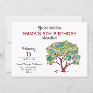 Söt Rosa Valentine Hearts Träd Girl Girl Birthday Inbjudningar