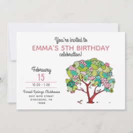 Söt Rosa Valentine Hearts Träd Girl Girl Birthday Inbjudningar