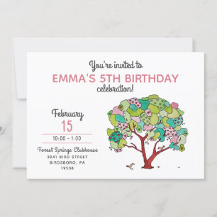 Söt Rosa Valentine Hearts Träd Girl Girl Birthday  Inbjudningar