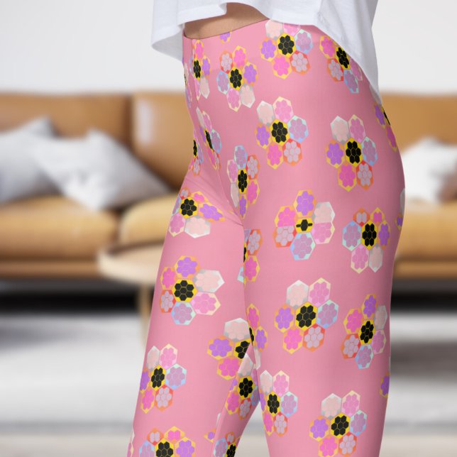 Söt Rosa Vanilla Honung Färg Mönster Leggings (Honey Color - Vanilla Ice Leggings)