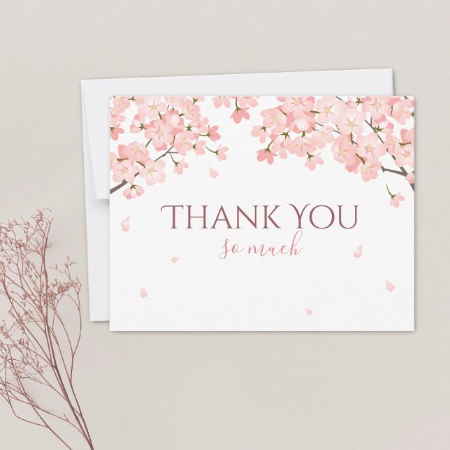 Söt Rosa Vår Sakura Japanska Blommar för körsbär Tack Kort (Skapare uppladdad)