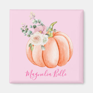 Söt rosa vårblomma Liten Pumpa Namn Magnet