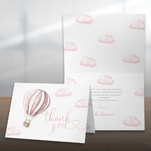 Söt Rosa Varm Luft Ballong Baby Shower Tack Kort