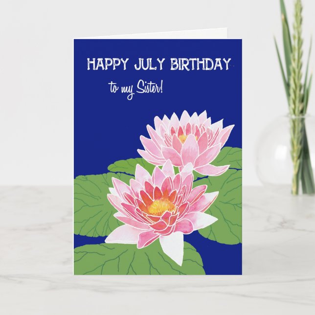 Söt Rosa Vatten Lilies Juldag för syster Kort (Framsida)