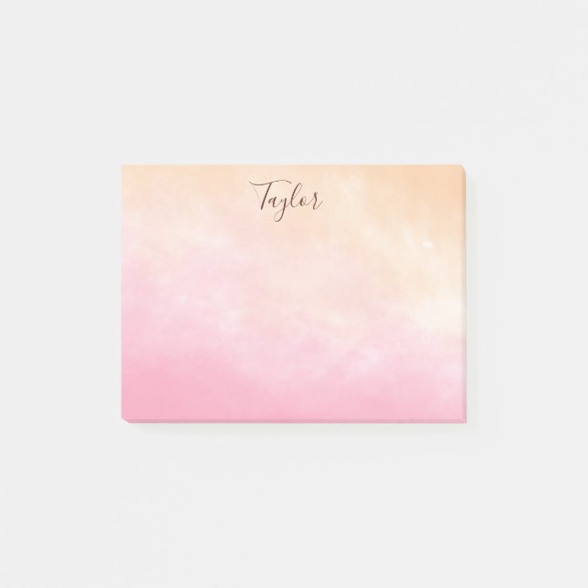 Söt Rosa Vattenfärg Post-it Block (Framsida)