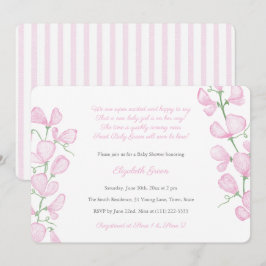 Söt Rosa Vattenfärgsskugga, Blommigt för spädbarn  Inbjudningar