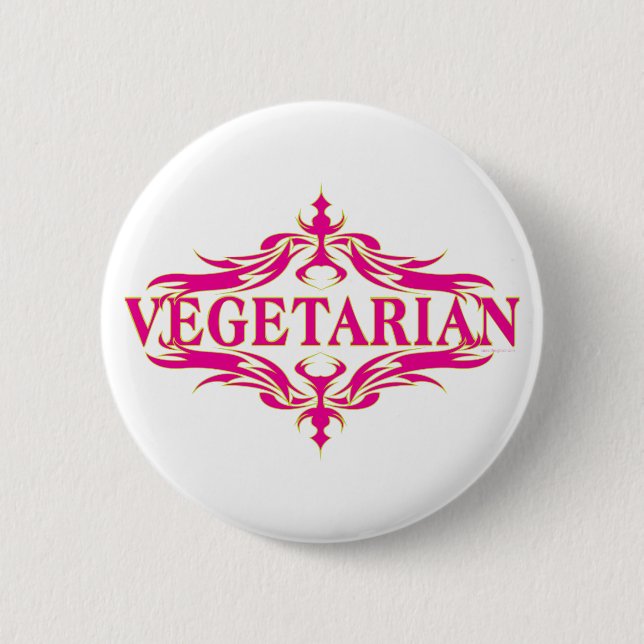 Söt Rosa Vegetarian Design Knapp (Framsida)