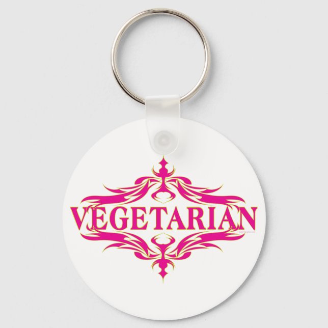 Söt Rosa Vegetarian Design Nyckelring (Framsida)