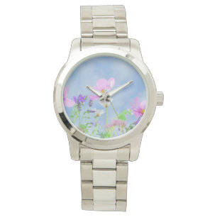 Söt Rosa Vild Flower Meadow Armbandsur