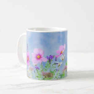 Söt Rosa Vild Flower Meadow Kaffemugg