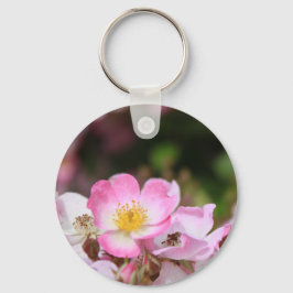 söt rosa vild ro blommor för dam nyckelring