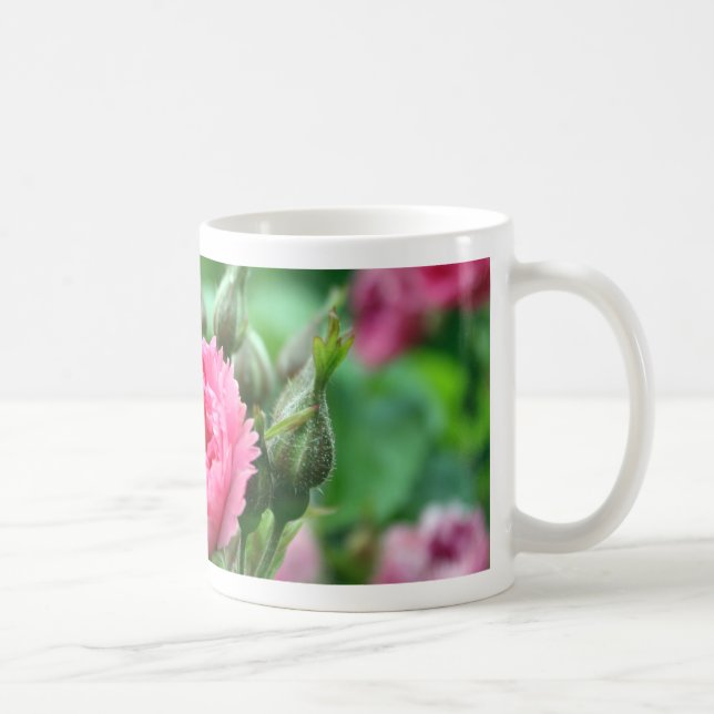 söt rosa vild ro buskar och blommor kaffemugg (Höger)