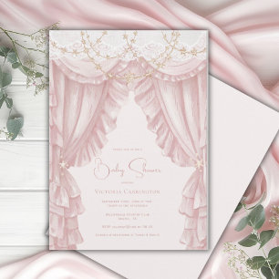 Söt Rosa Vintage Elegant Bebis Shower Inbjudningar