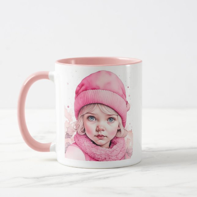 Söt rosa vintage flicka och citat mugg (Vänster)