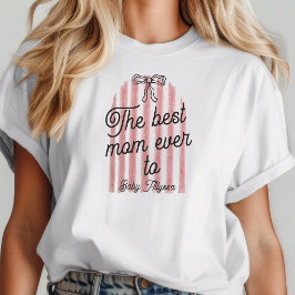 Söt Rosa & Vit Båge Bästa Mamma Någonsin Bebis Nam T Shirt