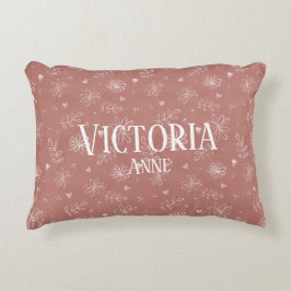 Söt Rosa & Vit Blommig Farmhouse Prydnadskudde